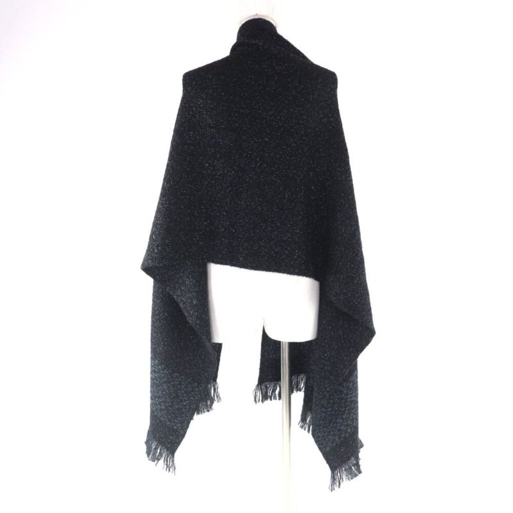 Chanel Cashmere Blend Coco Mark Embroidered Lame With Fringe Large Shawl Black - Picture 6 of 13